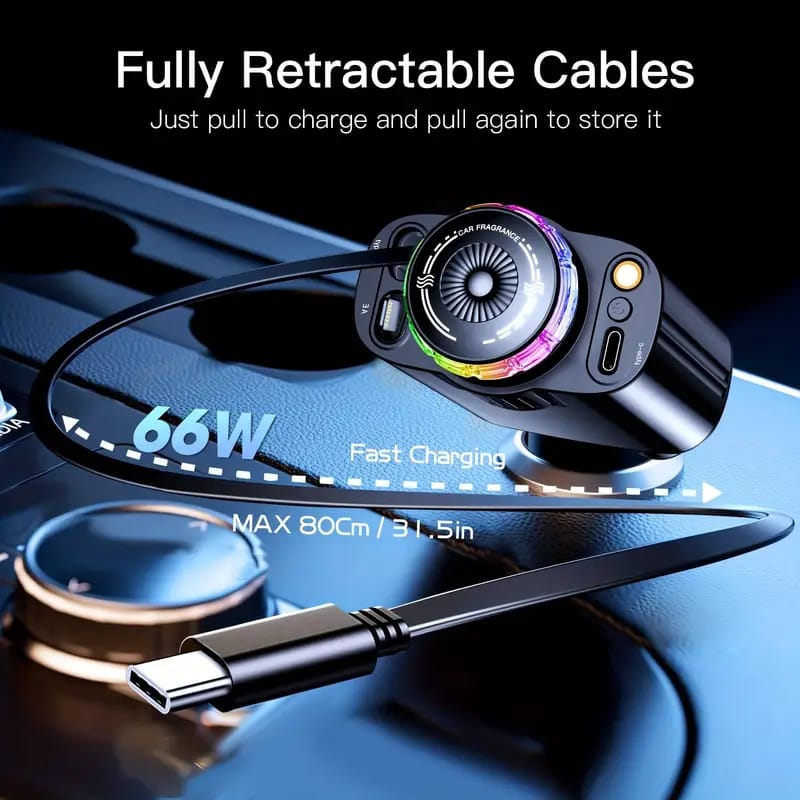 5-in-1 car charger with ambient LED light