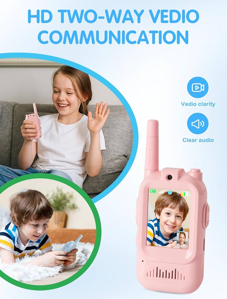 Blue and pink walkie talkies