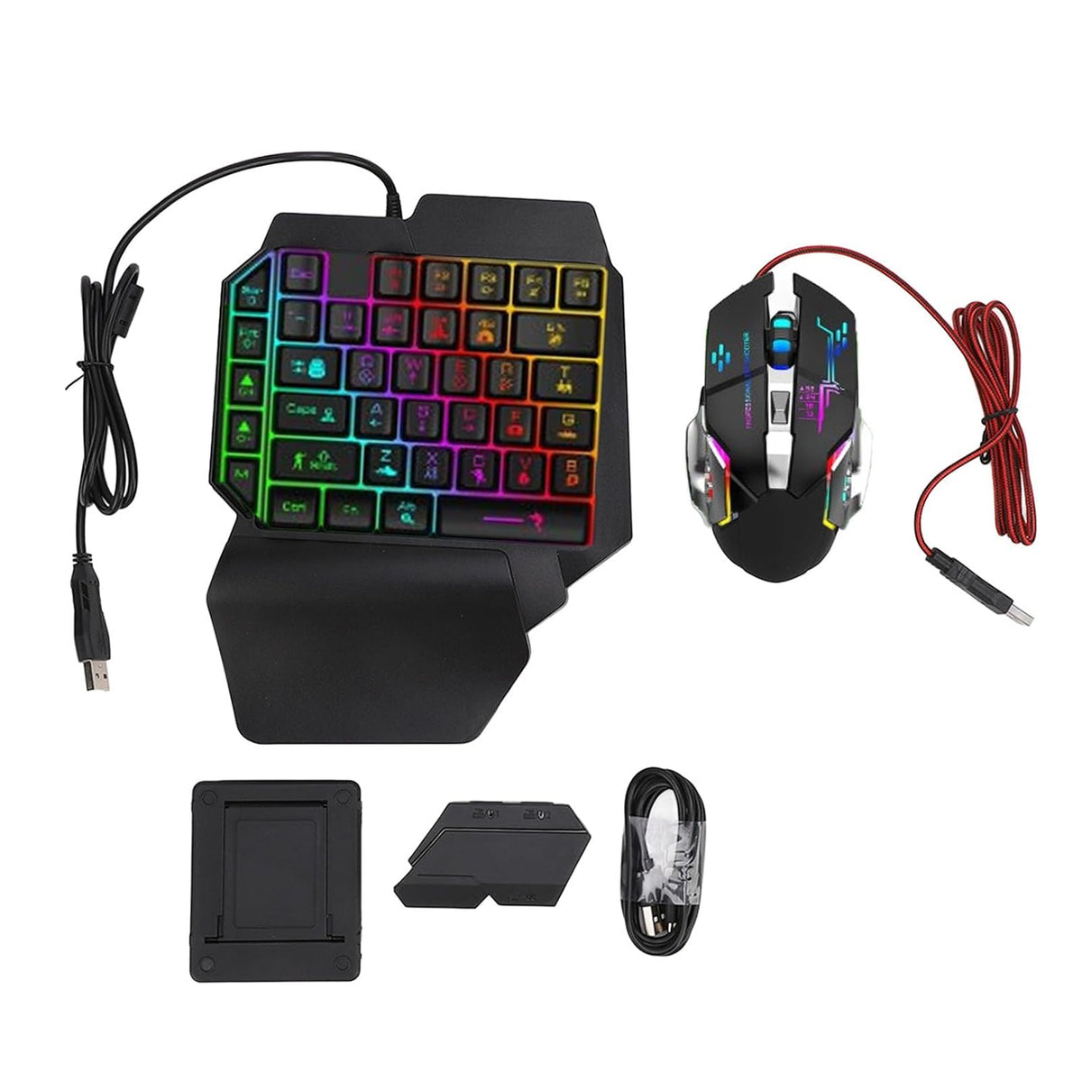 X2 Mobile Phone One Hand Video Game Keyboard Keypad Gaming LED + Color DPI Mouse