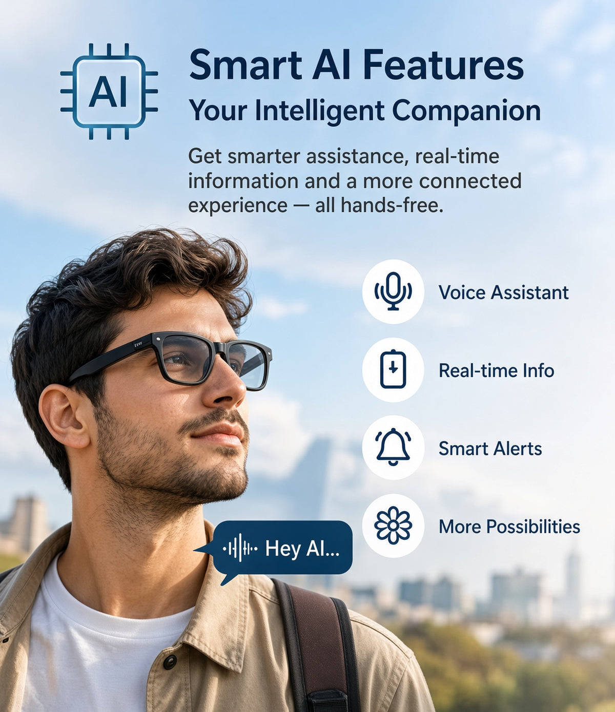 AiRMEZ MT01 AI Smart Glasses – 12MP Camera, 1080P Video, AI Voice Assistant & Real-Time Translation