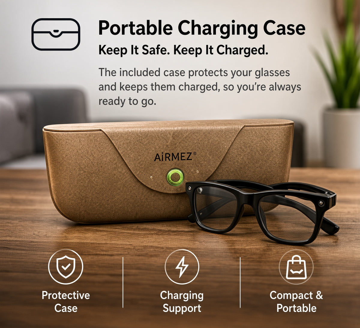 AiRMEZ MT01 AI Smart Glasses – 12MP Camera, 1080P Video, AI Voice Assistant & Real-Time Translation