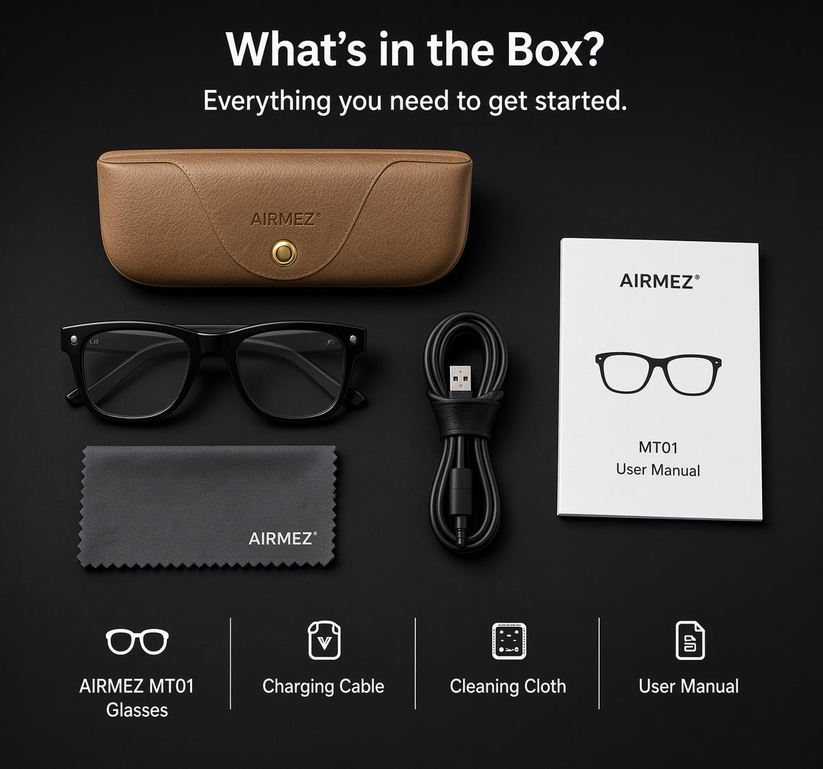 AiRMEZ MT01 AI Smart Glasses – 12MP Camera, 1080P Video, AI Voice Assistant & Real-Time Translation