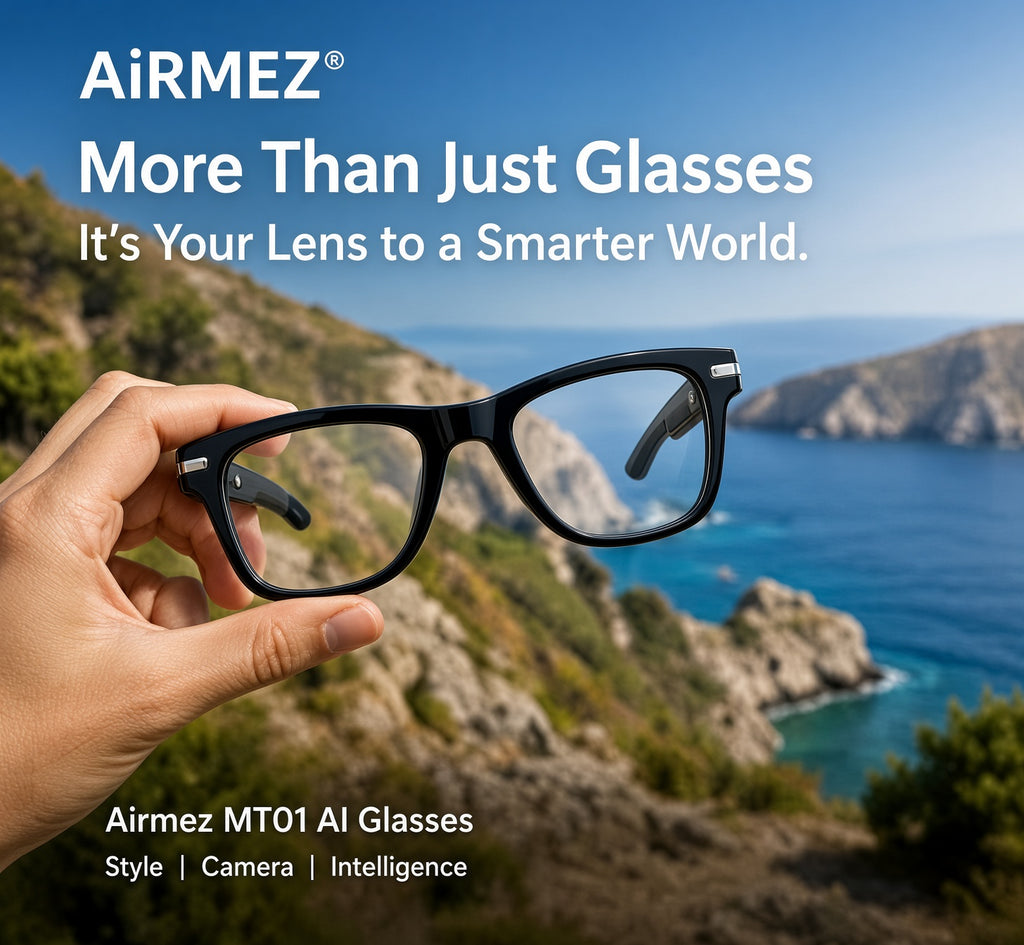AiRMEZ MT01 AI Smart Glasses – 12MP Camera, 1080P Video, AI Voice Assistant & Real-Time Translation
