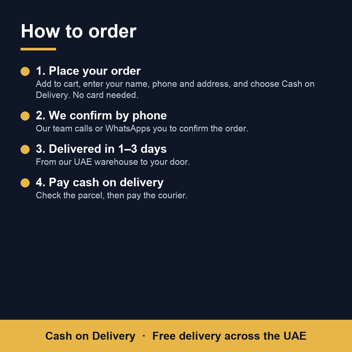 How to order with cash on delivery in the UAE