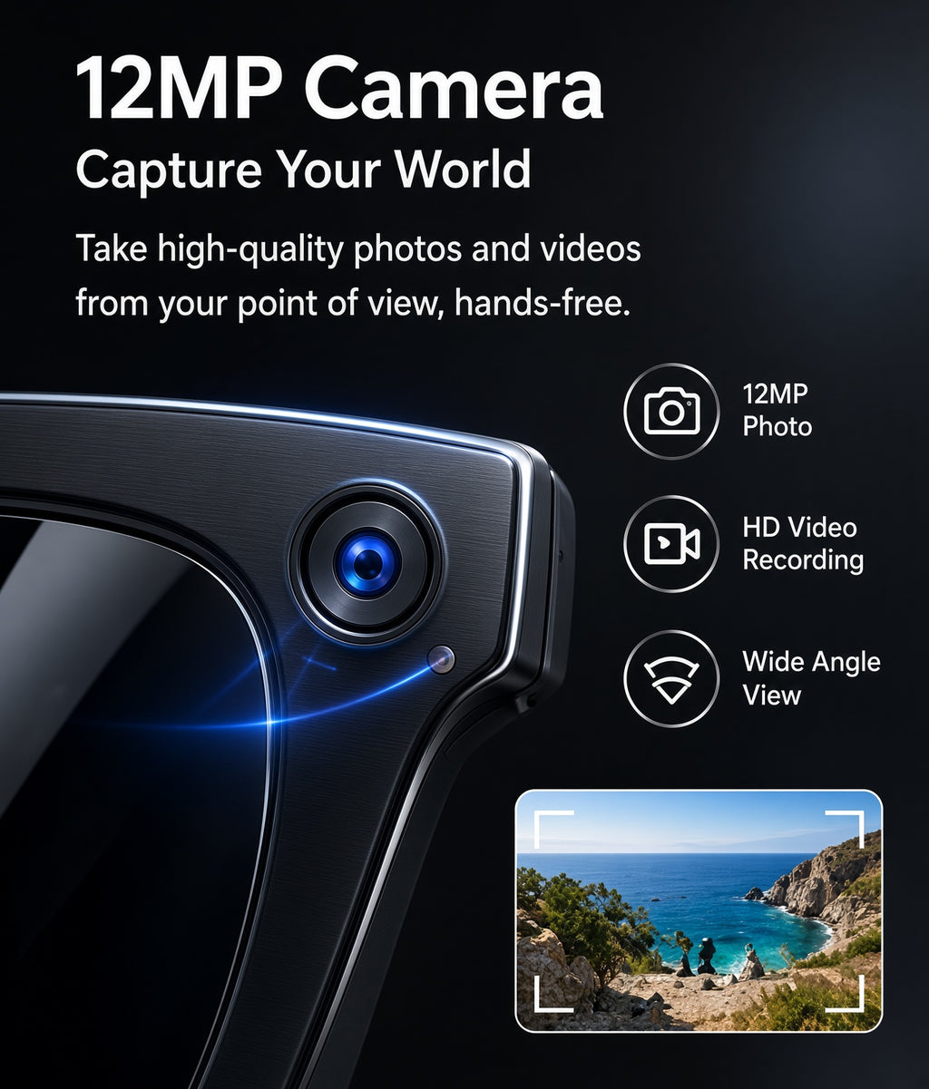AiRMEZ MT01 AI Smart Glasses – 12MP Camera, 1080P Video, AI Voice Assistant & Real-Time Translation